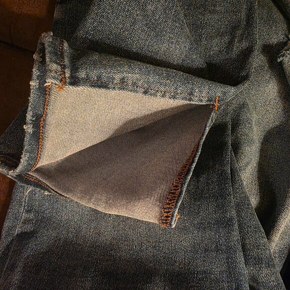 EXPRESS Skyscraper Bootcut Denim Jeans Women's 10R Mid Rise Blue Distressed - Picture 6 of 8